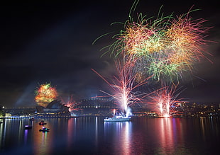 fireworks display, night, Sydney, Sydney Opera House, fireworks HD wallpaper
