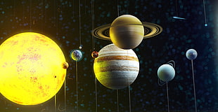 solar system digital wallpaper, digital art, planet, space