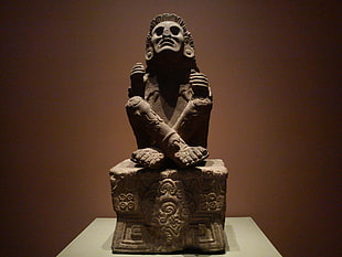 brown ceramic figurine, Mexico, Aztec, statue HD wallpaper