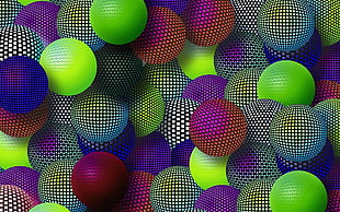 blue, gray, and green illusion wallpaper, ball, digital art