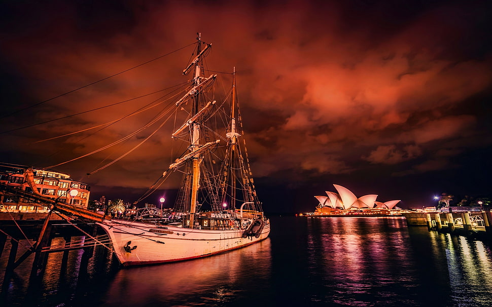 Sydney Opera House, Australia, Sydney, Sydney Opera House, sailing ship, ship HD wallpaper