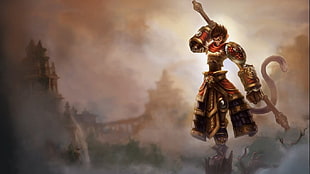 monkey character holding sword, League of Legends, video games, Wukong