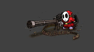skeleton holding machine gun artwork HD wallpaper