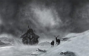 black and white horse painting, Return to Ommadawn, Mike Oldfield
