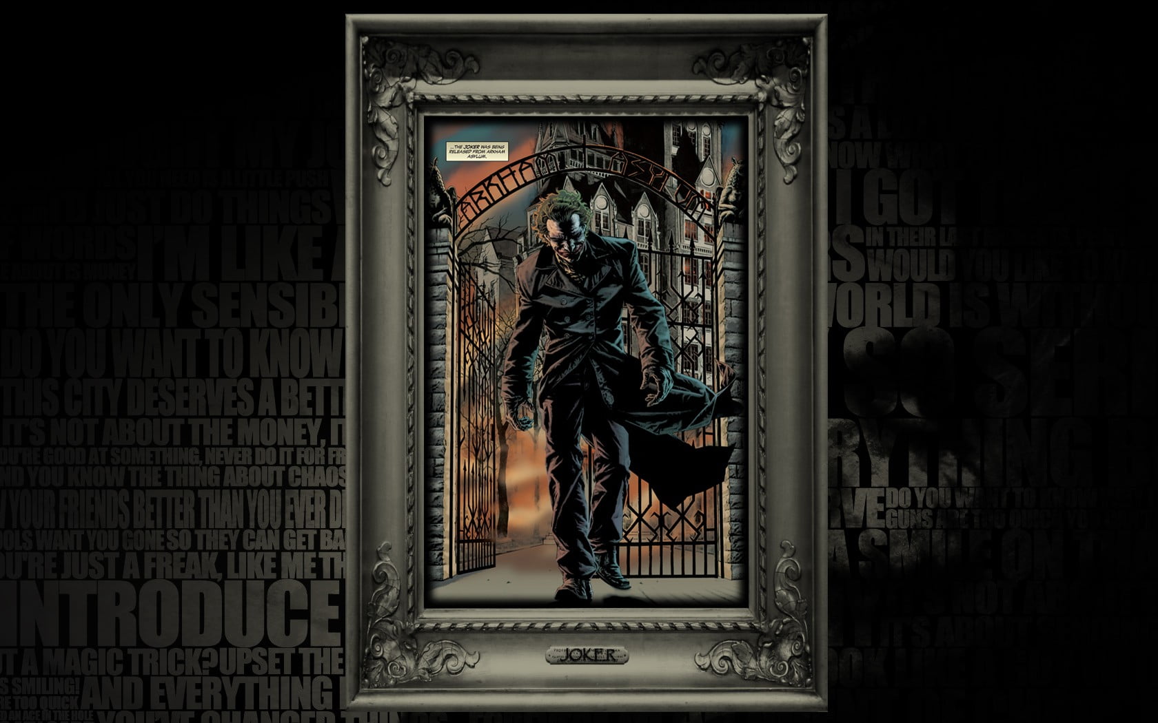 gray metal photo frame, Joker, comic art, DC Comics, Batman