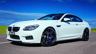 white BMW coupe, car, sports car, BMW