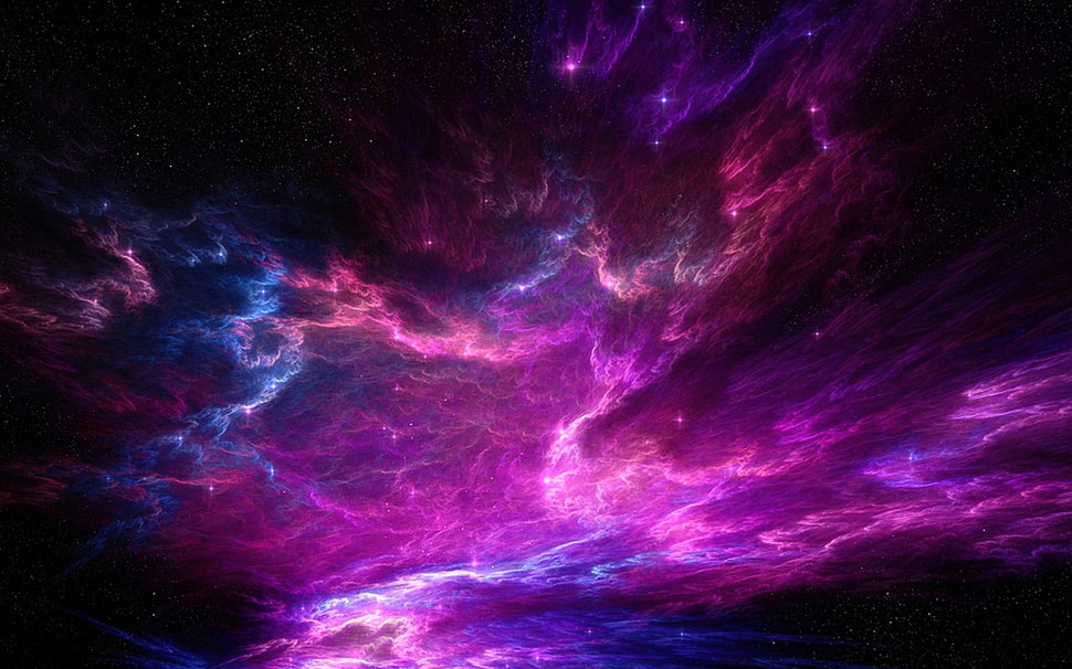 purple and blue galaxy HD wallpaper