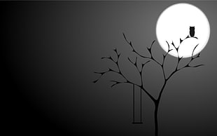 owl silhouette illustration, owl, simple, black, monochrome