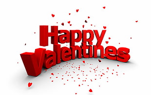 red Happy Valentines digital wallpaper