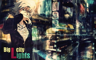 Big City Lights wallpaper, anime, Katekyo Hitman Reborn!, Gokudera Hayato HD wallpaper
