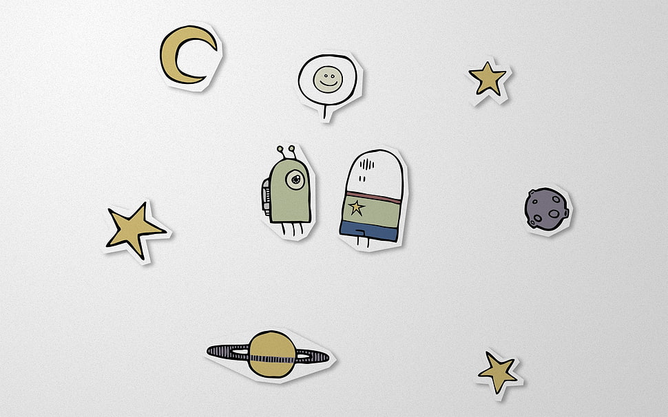 assorted wall stickers, minimalism, space HD wallpaper