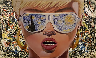 woman wearing Starry Night by Vincent Van Gogh sunglasses