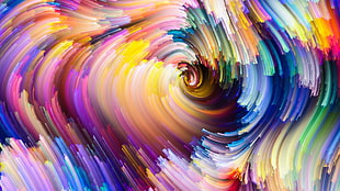 multicolored spiral painting, abstract, colorful, digital art, swirls HD wallpaper