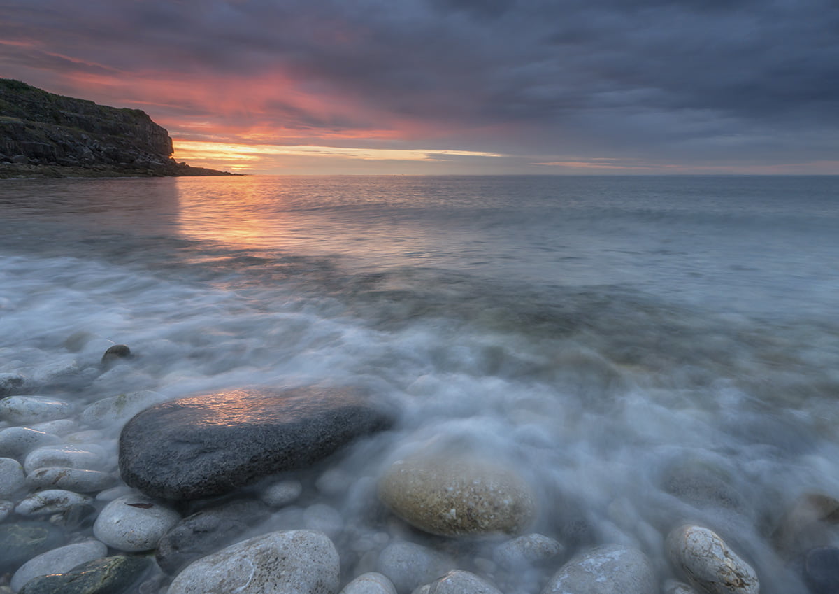 Sea shore photo, black rock