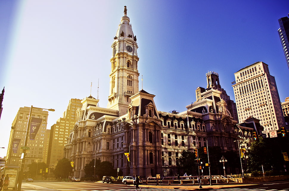 brown architecture, Philadelphia, HDR, cityscape, building HD wallpaper