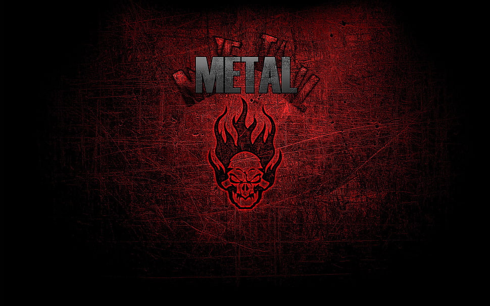 red skull metal wallpaper, metal, metal music, skull, music HD wallpaper