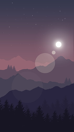 mountain ranges during nighttime artwork HD wallpaper