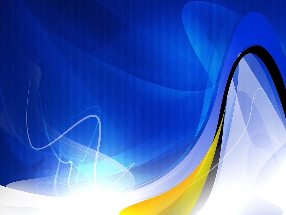 blue, black, yellow, and white abstract illustration HD wallpaper