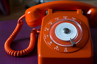 red rotary phone HD wallpaper