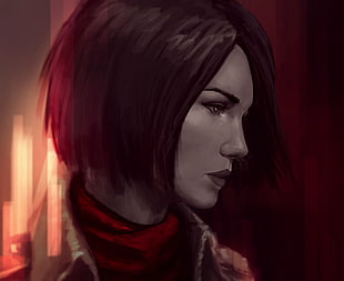 female character graphic artwork, fantasy art, profile, artwork, Mikasa Ackerman