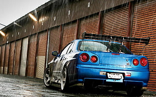 blue coupe, Nissan Skyline GT-R R34, Nissan Skyline, Nissan, JDM HD wallpaper