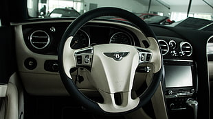gray and black car steering wheel, car interior, Bentley, car, Bentley Continental GT HD wallpaper