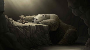 polar bear lying on rock animation clip