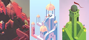temple illustration collage