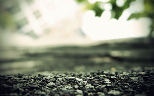 gray gravel lot, depth of field, blurred, macro, nature HD wallpaper