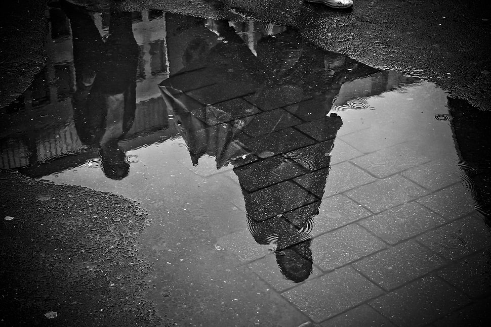 woman's reflection on water HD wallpaper