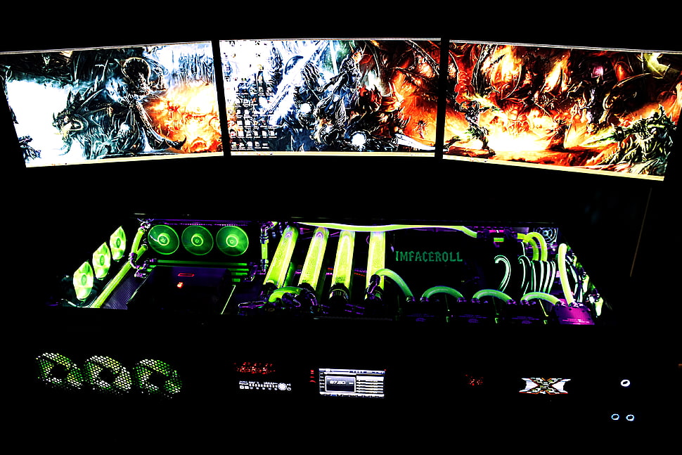 black flat screen monitors, PC gaming, tuning HD wallpaper