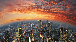 New York City, city, sky, sunset, Frankfurt HD wallpaper