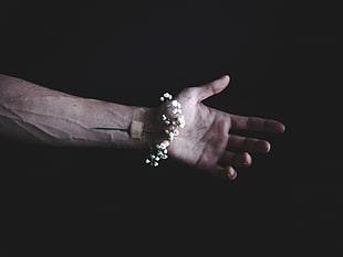 white bracelet, Flower, Hand, Plaster