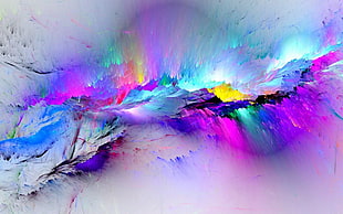 purple, white, and blue abstract paintin, abstract, painting, colorful, paint splatter HD wallpaper