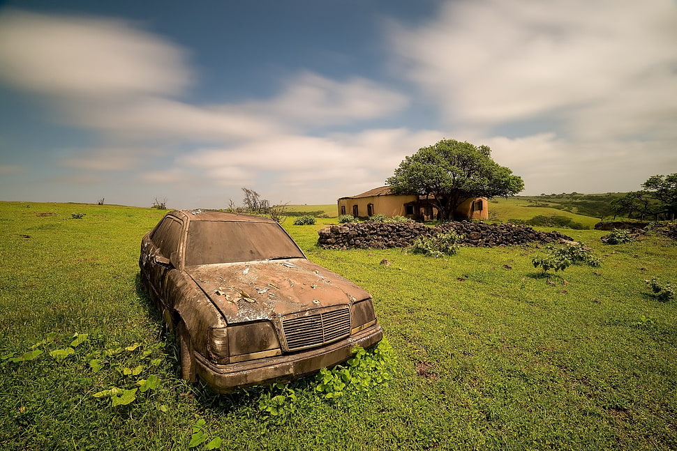 brown and black utility trailer, landscape, vehicle, car, sky HD wallpaper