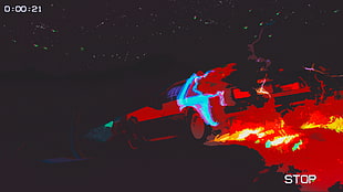 thermal detector footage, glitch art, shattered, Back to the Future, DeLorean HD wallpaper