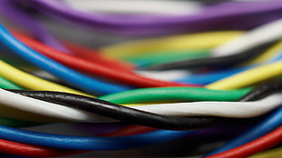 multicolored coated cables, abstract, wires, macro, colorful