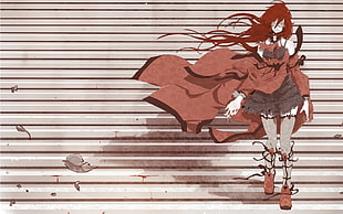 female anime character with red hair walking down the stairs illustration, Kuroshitsuji , Black Butler, Sutcliff Grell 
