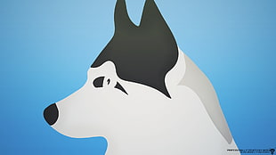 white and black dog sketch, minimalism, illustration, animals, dog HD wallpaper