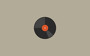 round black vinyl record artwork, vinyl, minimalism