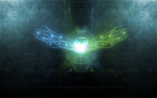 green and blue neon light rays decor