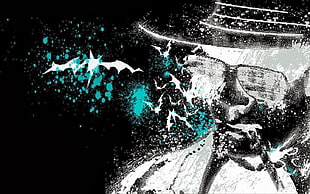 man's face graphic illustration, Hunter S. Thompson, paint splatter, inverted, Alex Cherry HD wallpaper
