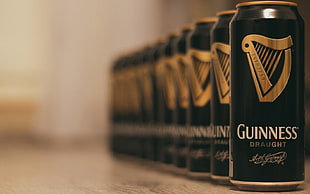 selective focus of Guinness Draught can lot HD wallpaper
