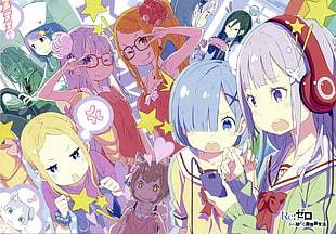 female anime characters digital wallpapers HD wallpaper