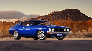 blue coupe, car, blue cars, vehicle, AMX HD wallpaper
