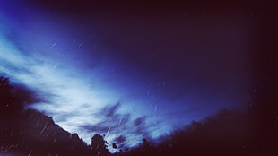 low angle photography of rain, rain, clouds, landscape, blue