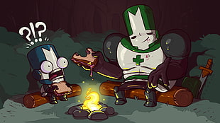 two robot eating sandwich illustration, Castle Crashers, video games