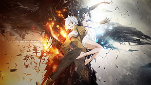 two anime characters fan art, Dungeon ni Deai wo Motomeru no wa Machigatteiru Darou ka, Hestia, Bell Cranel HD wallpaper