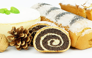 assorted brown and black baked breads