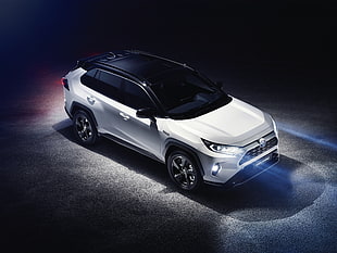 white sedan, Toyota RAV4 Hybrid, 2019, 4K